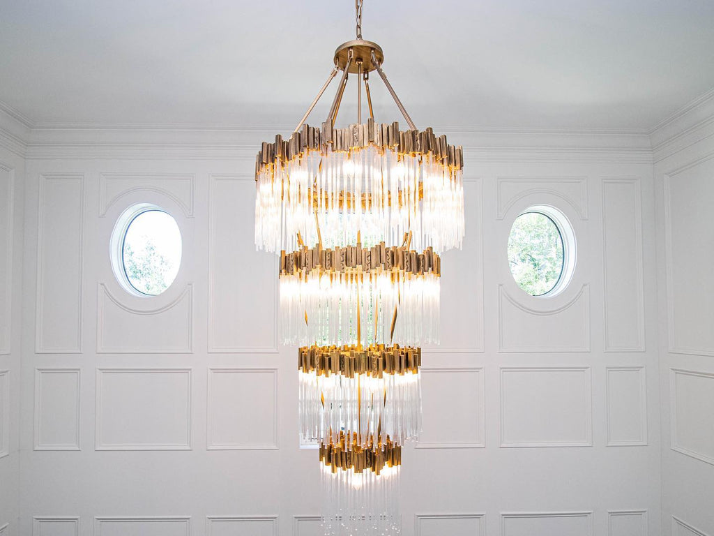 Large Elegant Multi-layers Glam Glass Chandelier for High-ceiling Staircase/Entryway/Living/meeting Room