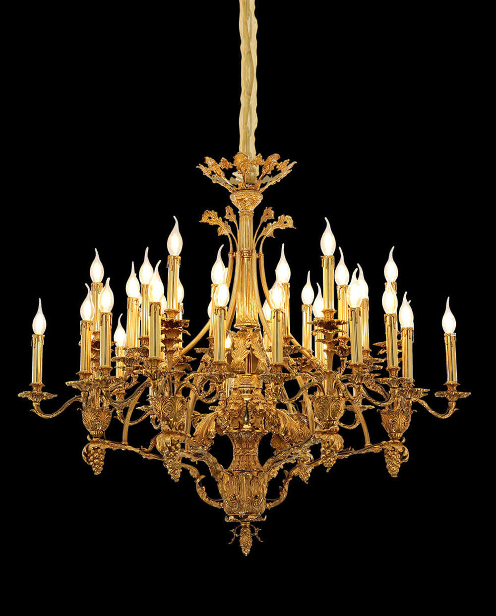 47X39 Inch 36 Lights Baroque Style Antique Brass Chandelier-大吊灯-Jecanoli