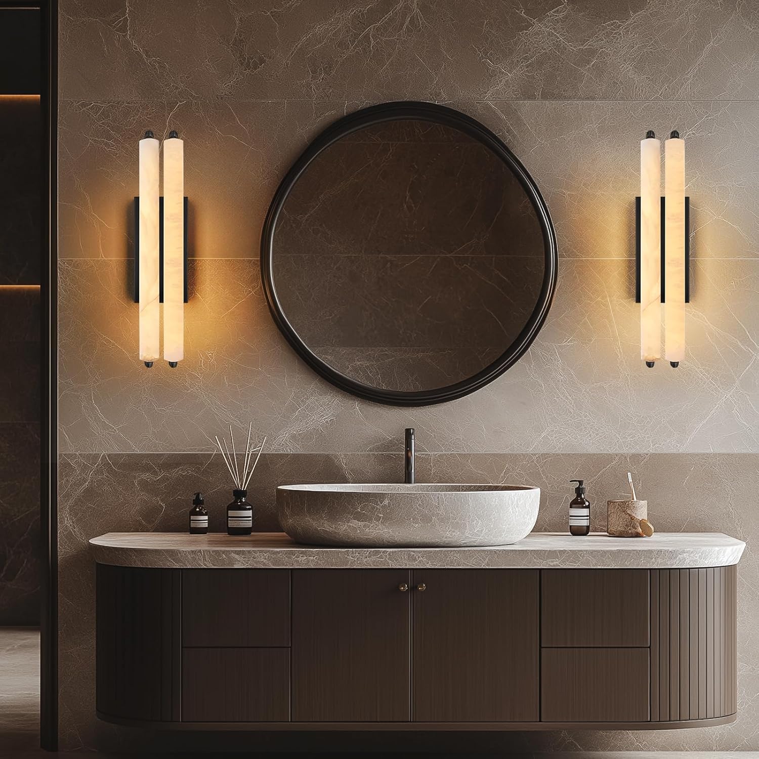 Elegant Alabaster Handcrafted Wall Sconce