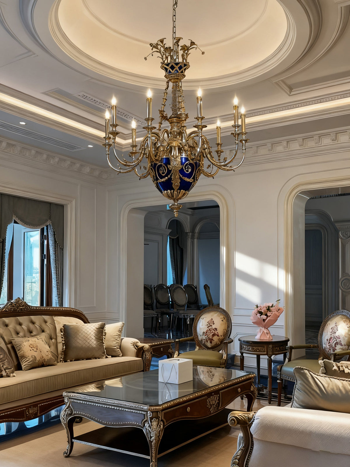 35X41 Inch 9 Lights Baroque Style Cast Copper Angles Antique French Empire Brass Chandelier-铜灯-Jecanoli