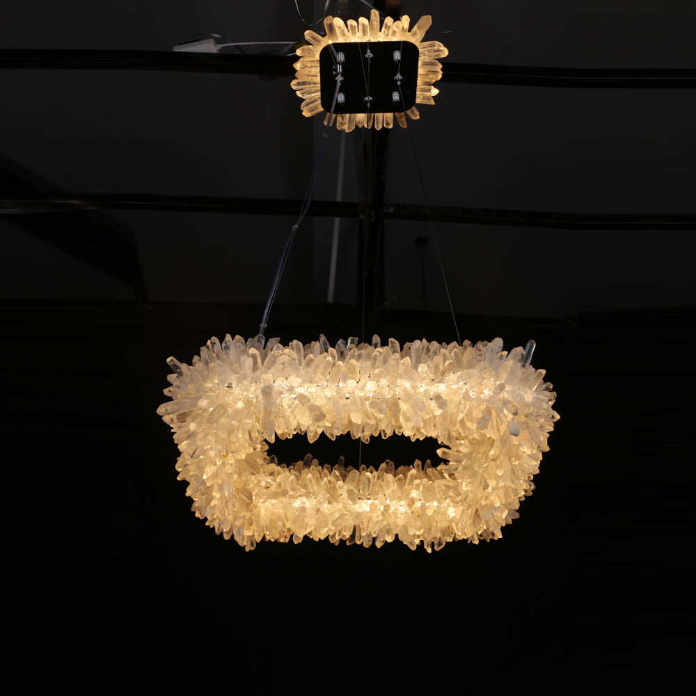 24'' Square Modern Geode Quartz Crystal Chandelier-现代灯-Jecanoli