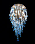 63 Inch Long Staircase Chandelier Modern Blue Teardrop Glass Chandelier for High Ceilings-大吊灯-Jecanoli