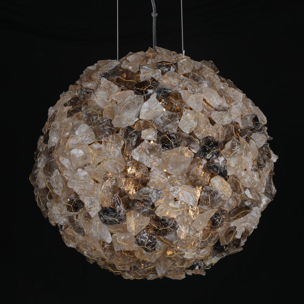 Modern Clear & Smoky Rock Crystal Ball Pendant Light-现代灯-Jecanoli