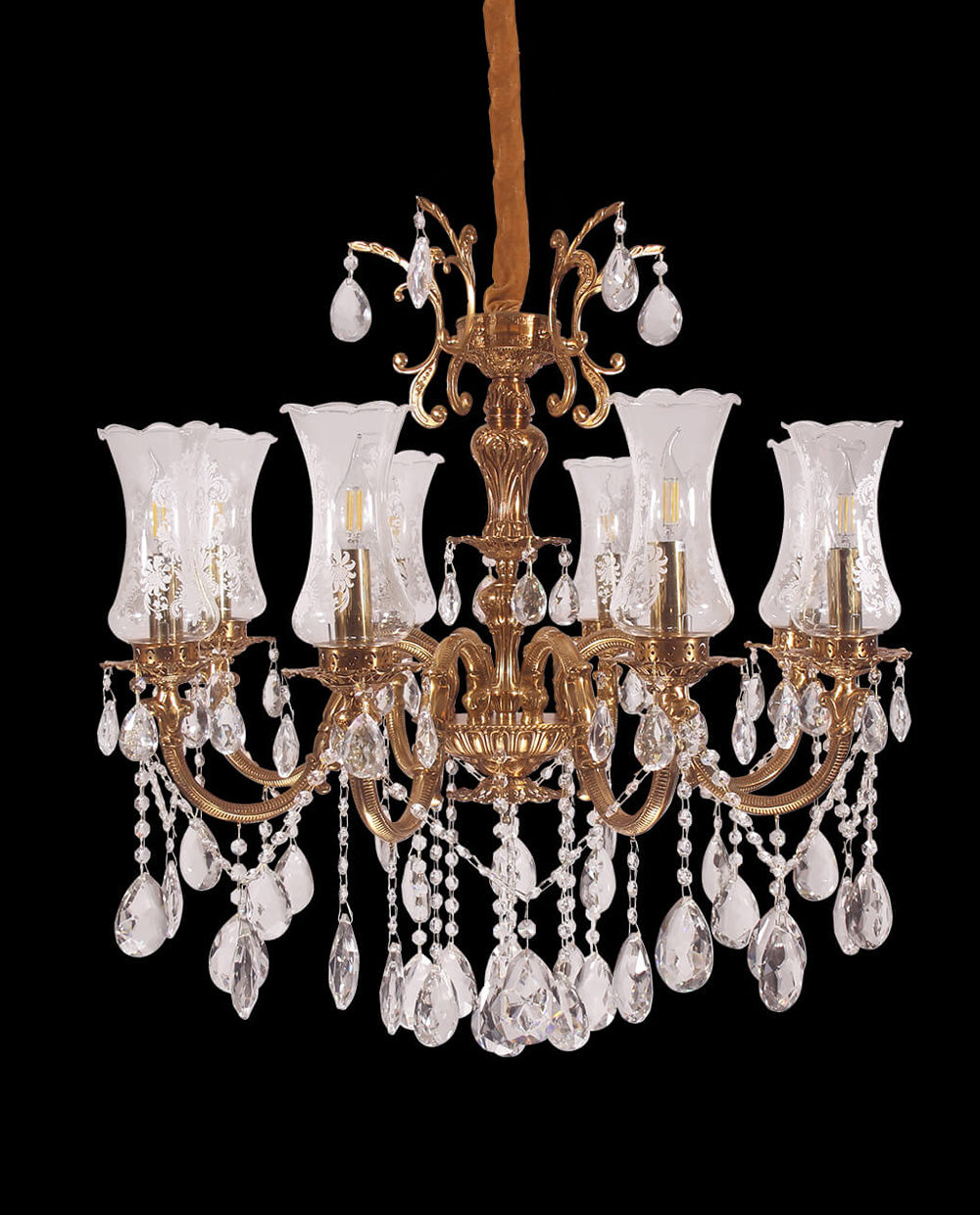 31X32 Inch 8 Lights Small Classical Candle Style Brass and Crystal Chandelier Lighting-铜灯-Jecanoli