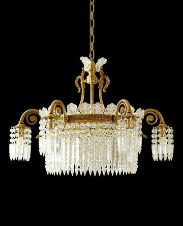 30X23 Inch Modern Crystal Chandelier Gold Antique Brass Chandelier-铜灯-Jecanoli