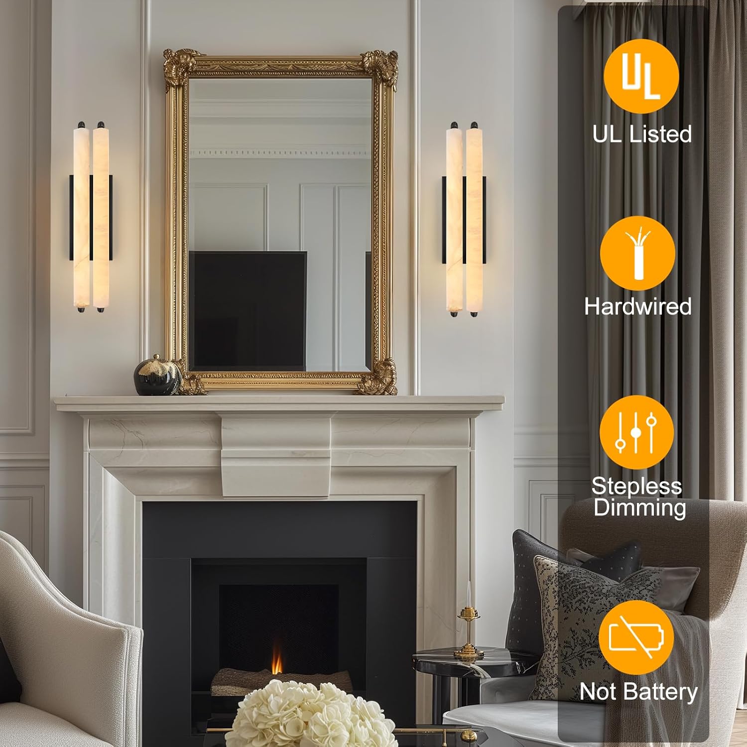 Elegant Alabaster Handcrafted Wall Sconce