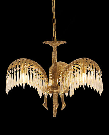 21 Inch Wide 1 Layer Palm Tree Brass and Crystal Chandelier-铜灯-Jecanoli
