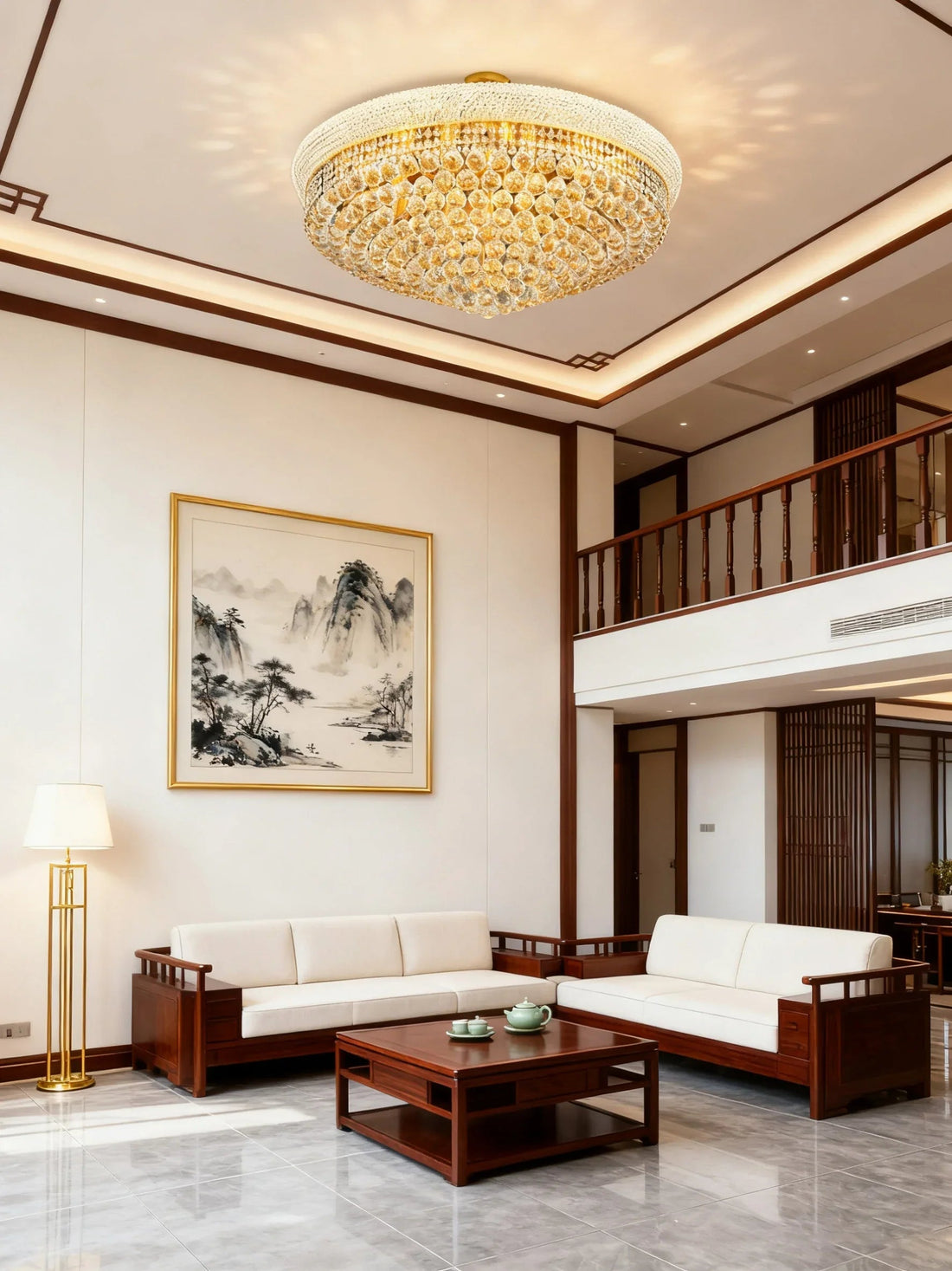 36'' Round Crystal Ceiling Light Empire Flush Mounted Crystal Chandelier-吸顶灯-Jecanoli