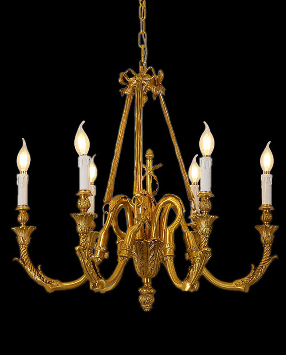 27X23 Inch 6 Lights Small Copper Chandelier Lighting for Bedroom European Living Room Chandelier-铜灯-Jecanoli