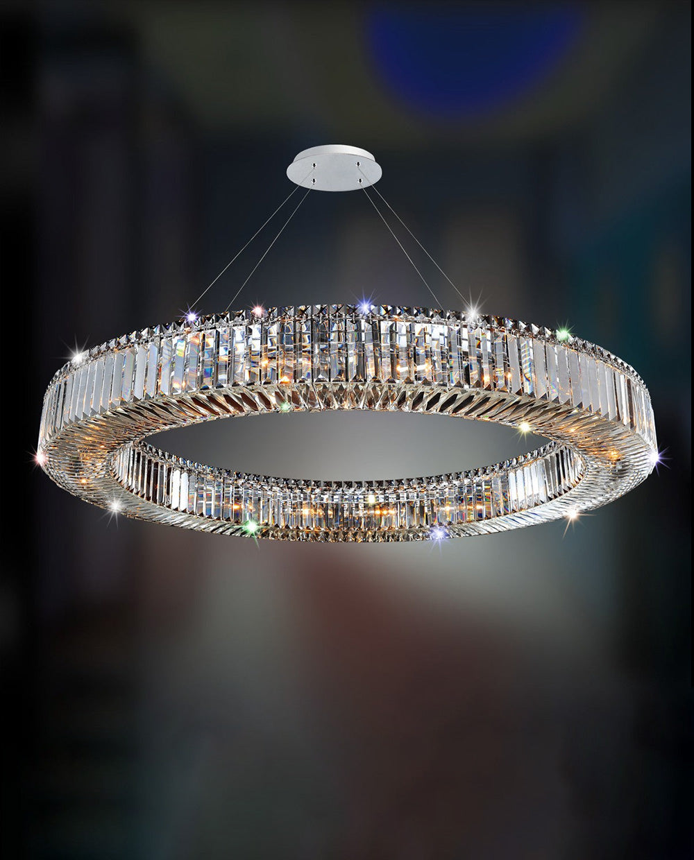47 Inch Round Ring Chandelier Modern Crystal Lighting for Living Room-大吊灯-Jecanoli