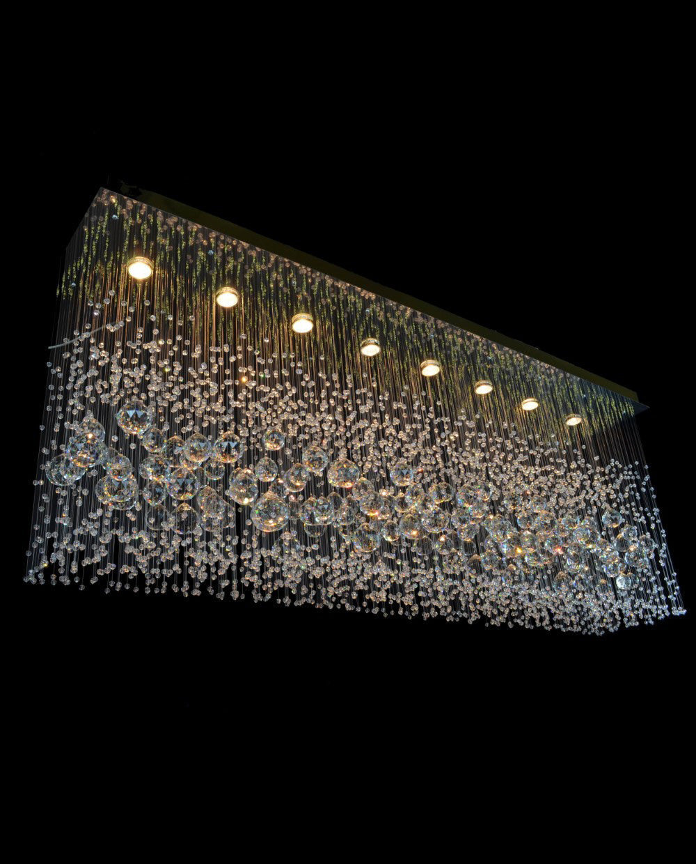 Long Rectangle Flush Mounted Chandelier for Dining Room 14"W 26"H-大吊灯-Jecanoli
