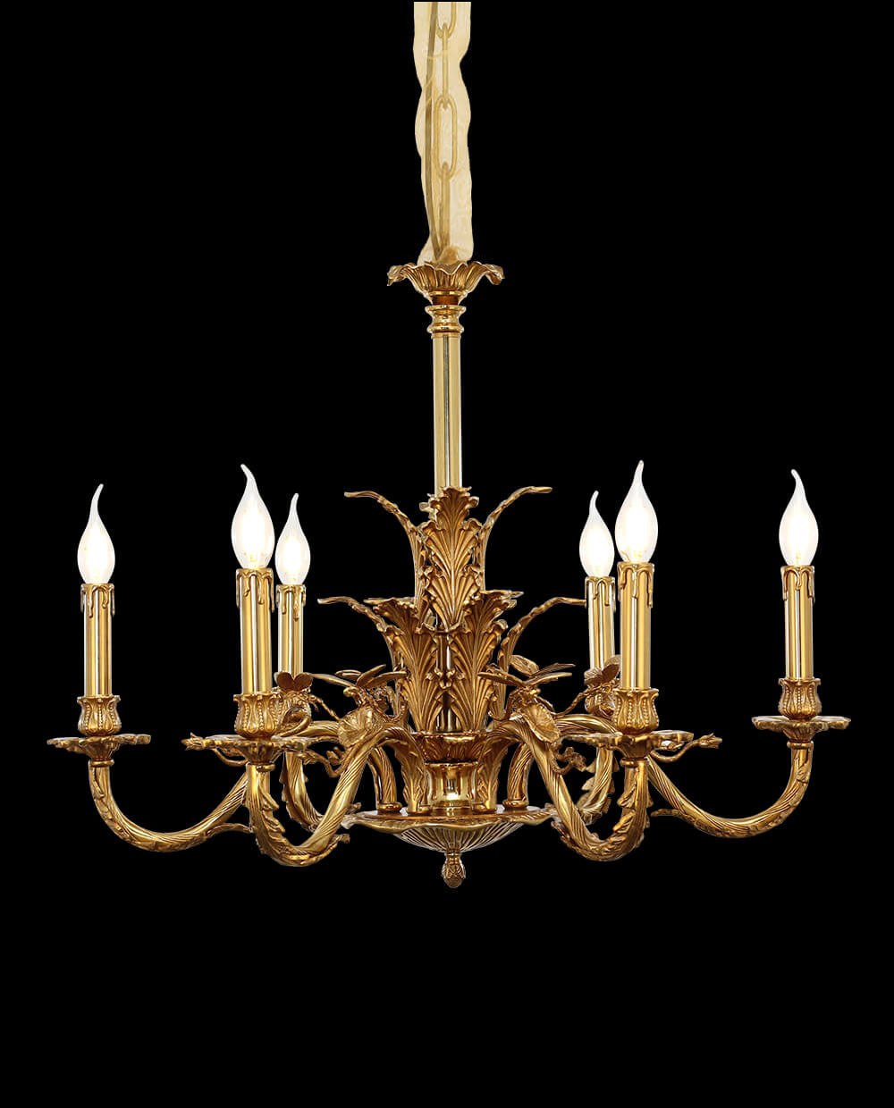 28X22 Inch 6 Lights European French Copper Chandelier Light for Bedroom/ Living Room-铜灯-Jecanoli