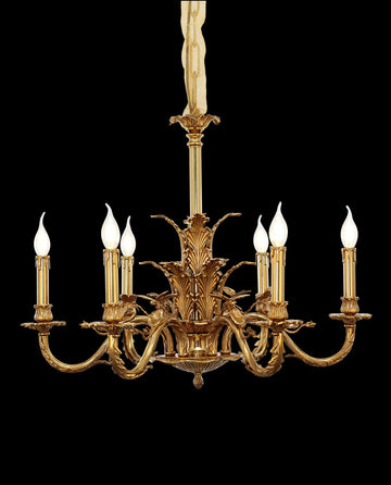 28X22 Inch 6 Lights European French Copper Chandelier Light for Bedroom/ Living Room-铜灯-Jecanoli