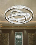 Custom Made 59'' Three Crystal Ring LED Chandelier Large Modern Chandelier for Hotel Lobby-大吊灯-Jecanoli