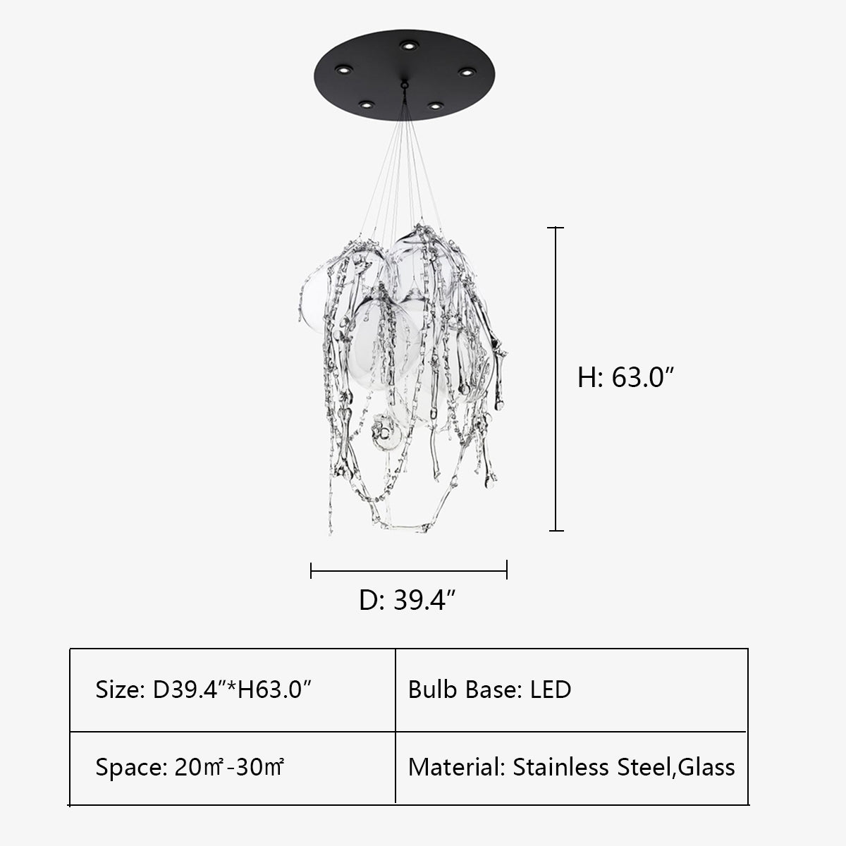 D39.4"*H63.0" Memento Mori Chandelier,chandelier,chandeliers,glass,clear glass,flush mount,ceiling,living room,avant,post modern,bone