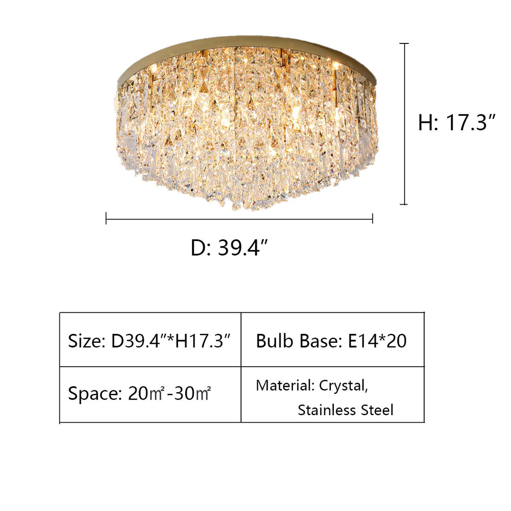 D39.4"*H17.3" chandelier,chandeliers,crystal,stainless steel,round table,big table,flush mount,ceiling,bedroom,luxury,light luxury,round,pendant