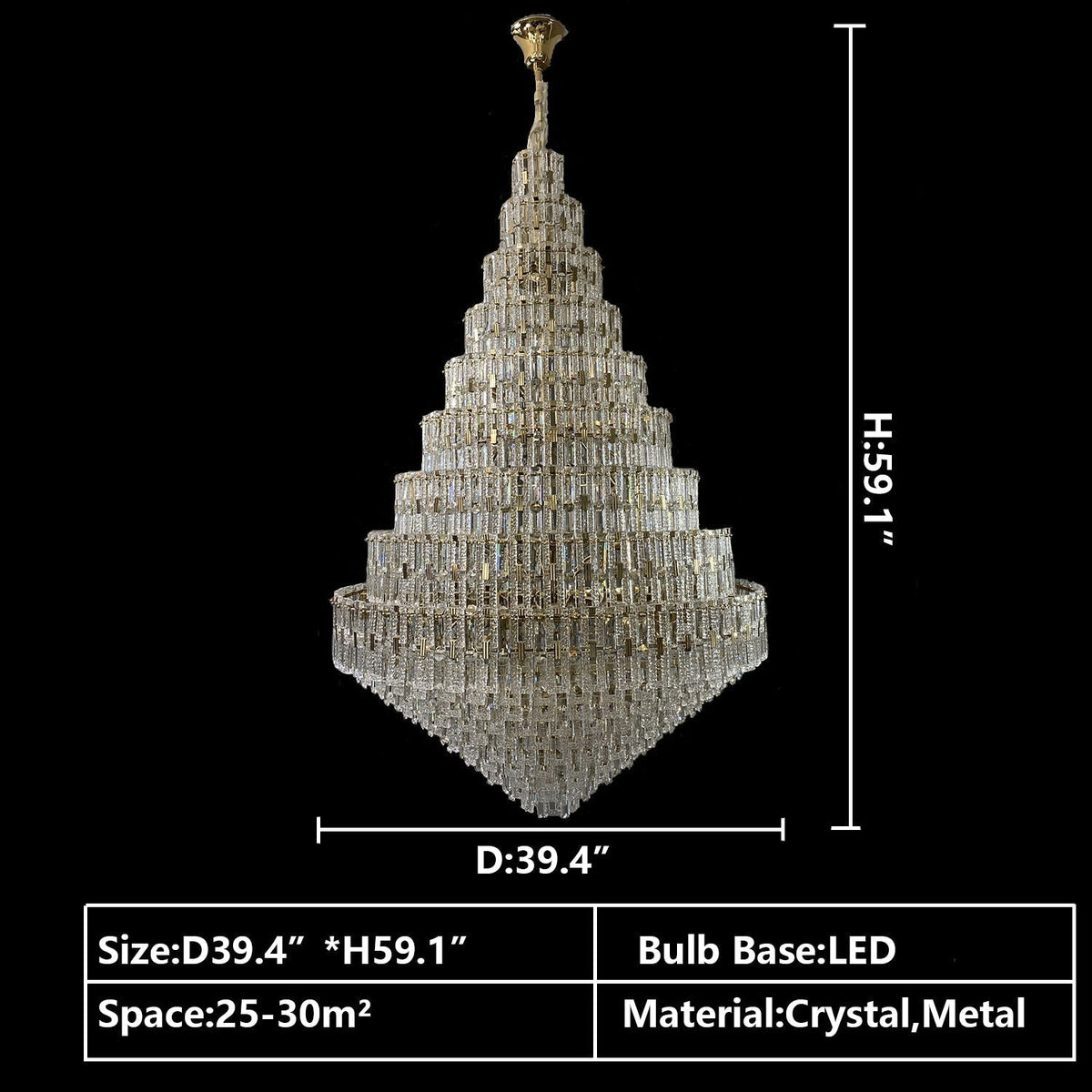 Oversized Multi-layers Honeycomb Luxury Crystal Chandelier in Gold Finish for Big Hallway/Foyer/Entryway-Jecanoli