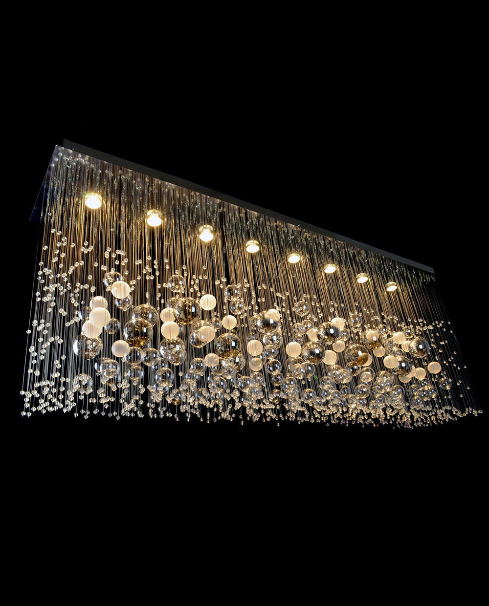 8 Lights Rectangle Modern Ceiling Chandelier 14"W 26"H-大吊灯-Jecanoli
