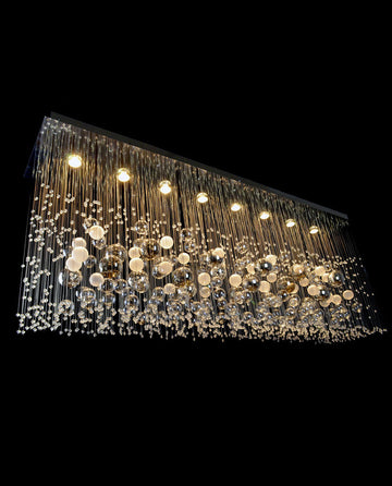 8 Lights Rectangle Modern Ceiling Chandelier 14"W 26"H-大吊灯-Jecanoli