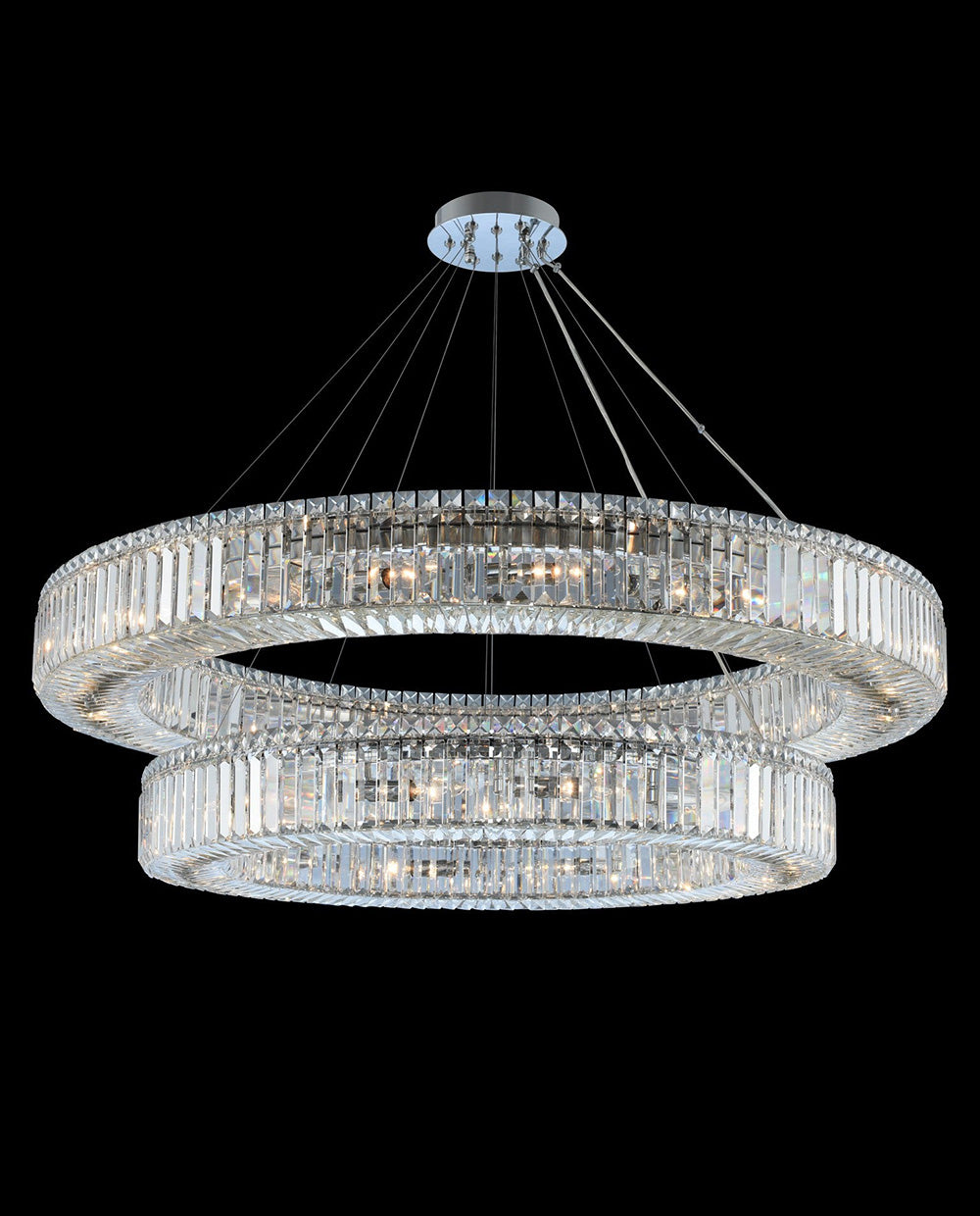 (36+47) Inch Two Rings Crystal Chandelier Modern Living Room Chandelier-大吊灯-Jecanoli