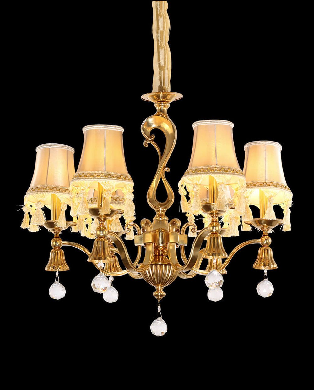25X24 Inch 6 Light Elegant Antique Brass and Crystal Chandelier Light for Bedroom-铜灯-Jecanoli