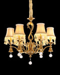 25X24 Inch 6 Light Elegant Antique Brass and Crystal Chandelier Light for Bedroom-铜灯-Jecanoli