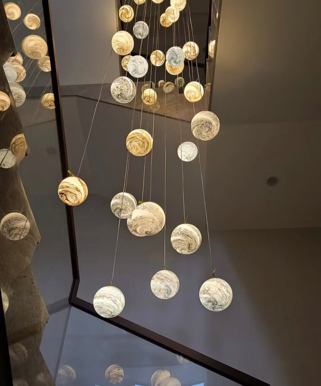 2023 New Nordic Planet Creative Long Pendant Chandelier For Staircase/Foyer/High-ceiling Hallway