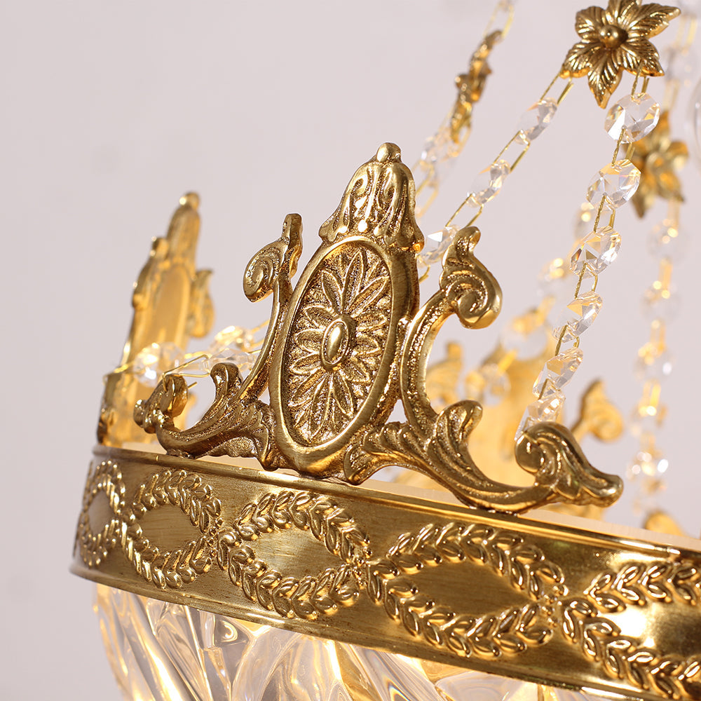 16 Inch Mini Chandelier Antique French Empire Brass Chandelier for Hallway-铜灯-Jecanoli