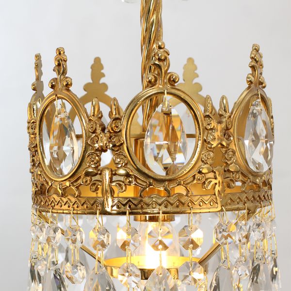 6 Inch Mini Crystal Pendant Light for Kitchen Island Empire Style Brass Crystal Chandelier-铜灯-Jecanoli