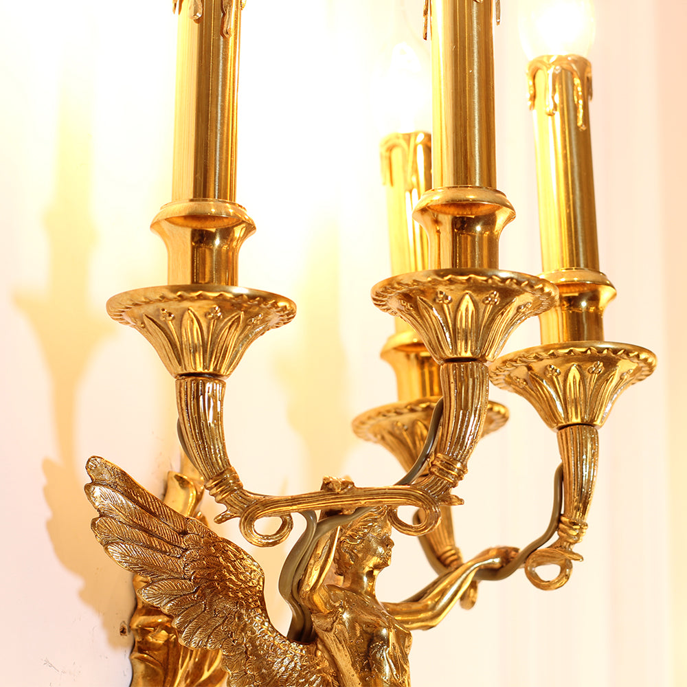 4 Lights European Retro Brass Wall Sconce Antique Angel Wall Lamp-壁灯-Jecanoli