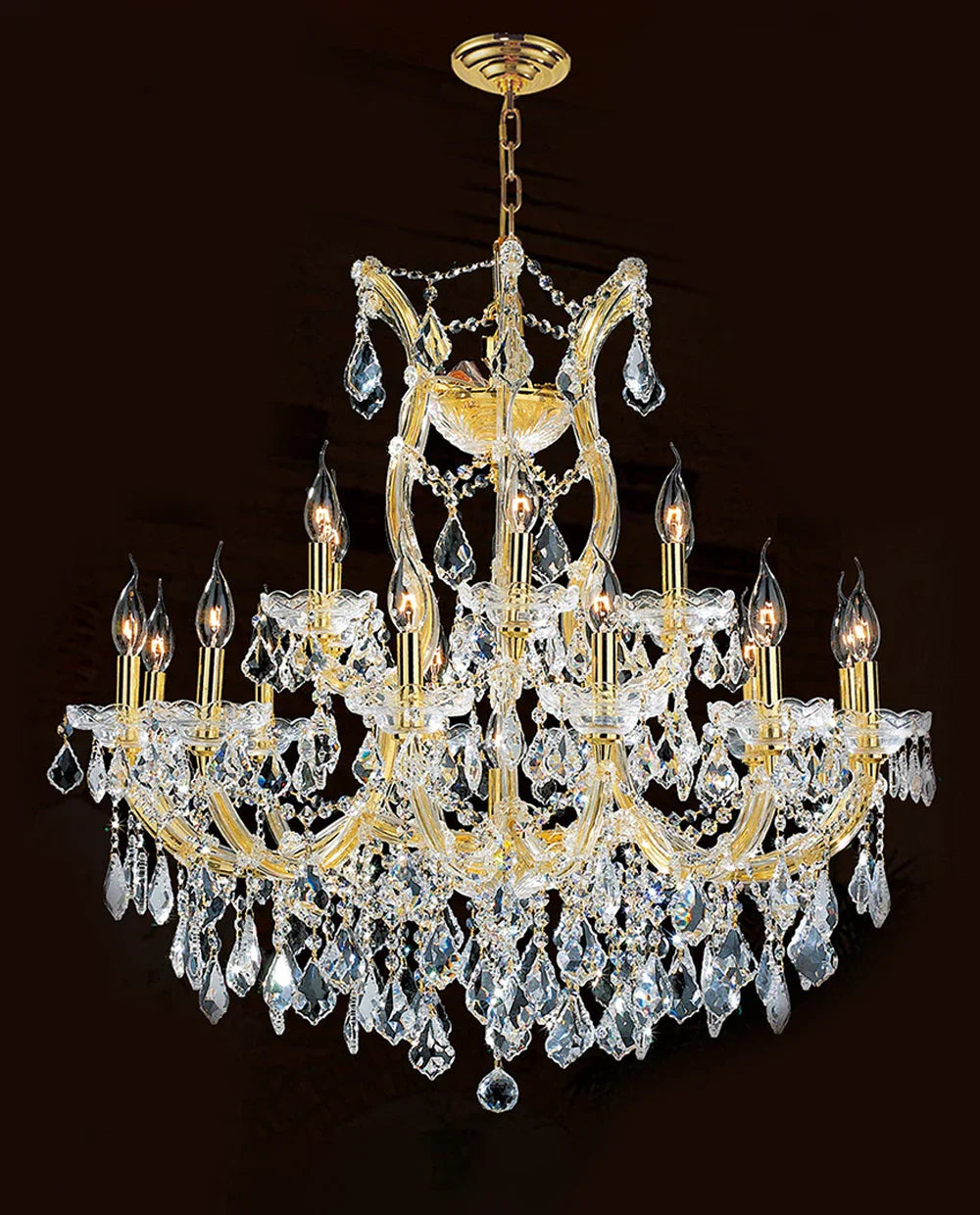 33'' Wide Gold Chandelier 19 Lights Maria Theresa Crystal Chandelier MT01L19G-吊灯-Jecanoli
