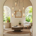 Alabaster Flint 5-Light LED Multi-Drop Pendant with Vintage Brass Finish