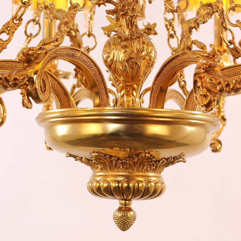 35X30 Inch 8 Lights Baroque Style Antique Copper Chandelier-铜灯-Jecanoli