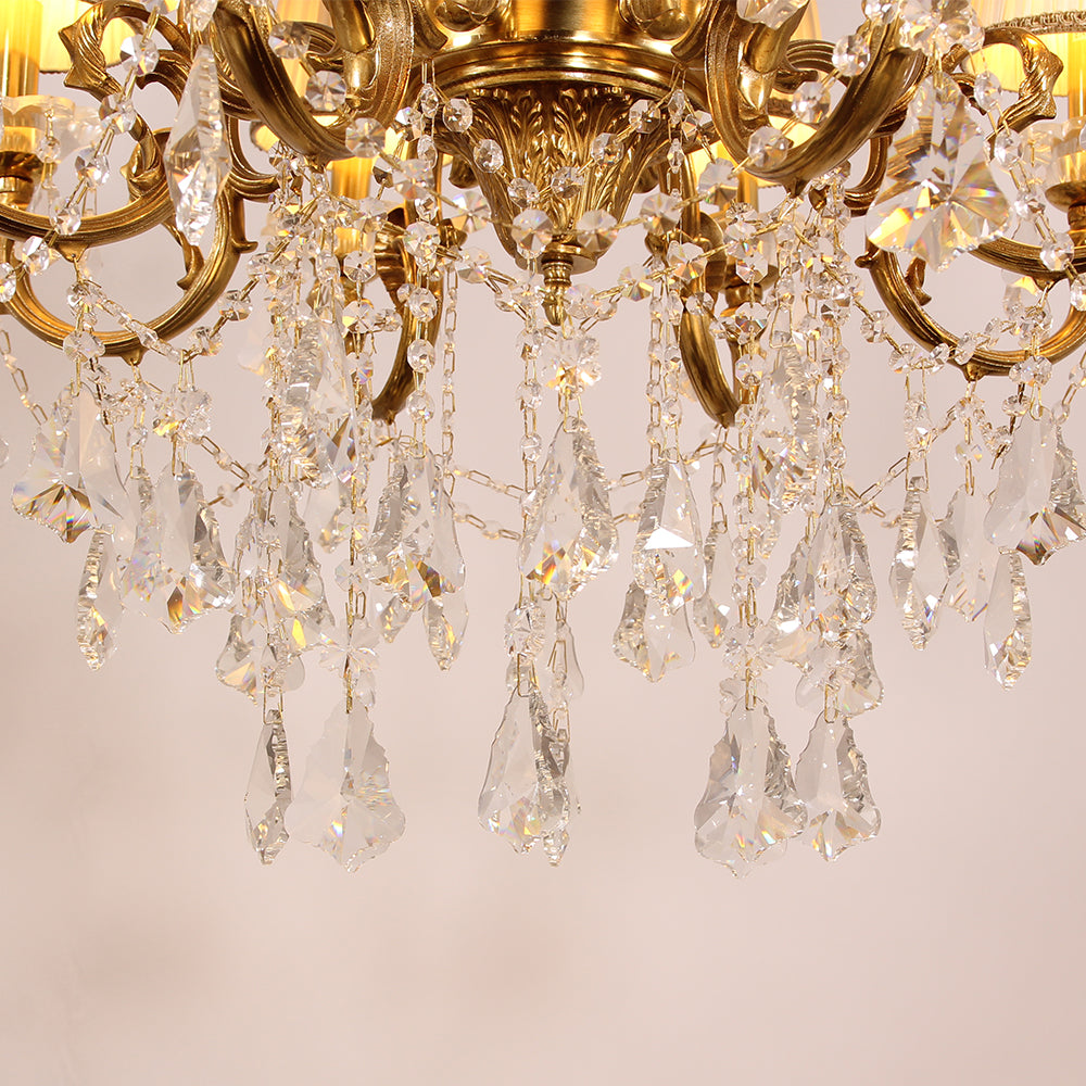 Compact 28X28 Inch 6-Light Candle Style Antique Brass Crystal Chandelier – Perfect for Bedroom Small Dining Area Entryway-铜灯-Jecanoli