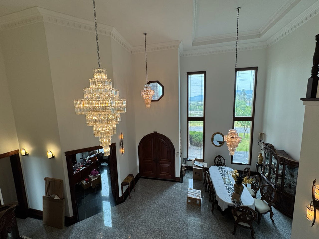 Celestia Modern Crystal Chandelier | Designer Statement Lighting Fixture 41.5H