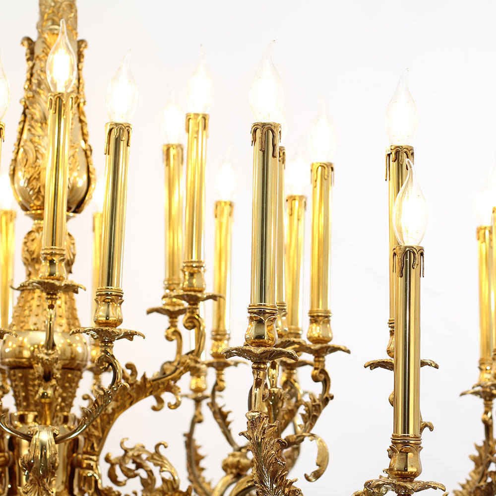 41X43 Inch 24 Lights Baroque Style Antique French Copper Chandelier-铜灯-Jecanoli