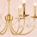 6 Lights Small Traditional Candle Style Brass and Crystal Chain Chandelier for Dining Room-铜灯-Jecanoli