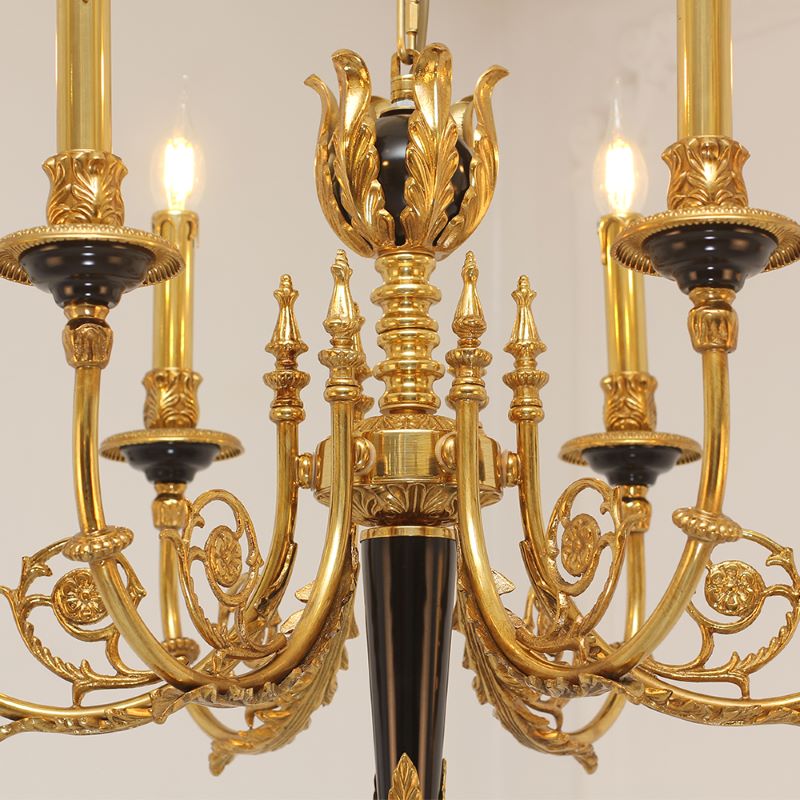 26X23 Inch 6 Lights Rococo Style Antique Copper Chandelier Small Black Bedroom Chandelier-铜灯-Jecanoli