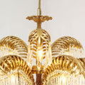 30 Inch Wide 2-Layer Palm Tree Brass and Crystal Chandelier Light-铜灯-Jecanoli