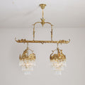 35 Inch Linear Chandelier Antique Copper and Crystal Kitchen Island Chandelier-铜灯-Jecanoli