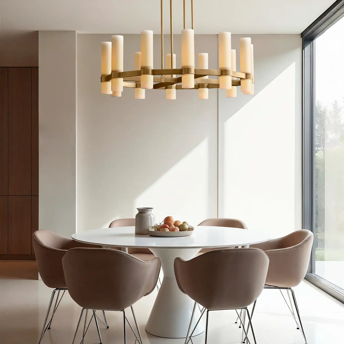 Ravelle Round Milk Glass Chandelier 36", 48", 60"-Chandelier-Jecanoli