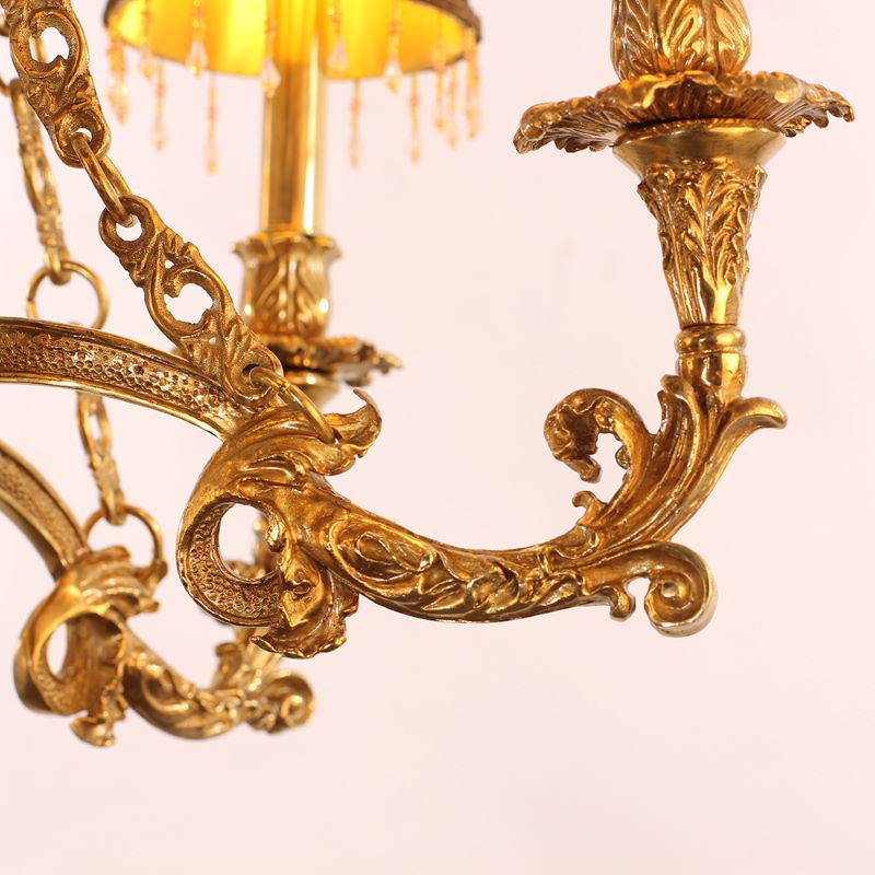 30X30 Inch 6 Lights Baroque Style Antique Copper Chandelier-铜灯-Jecanoli