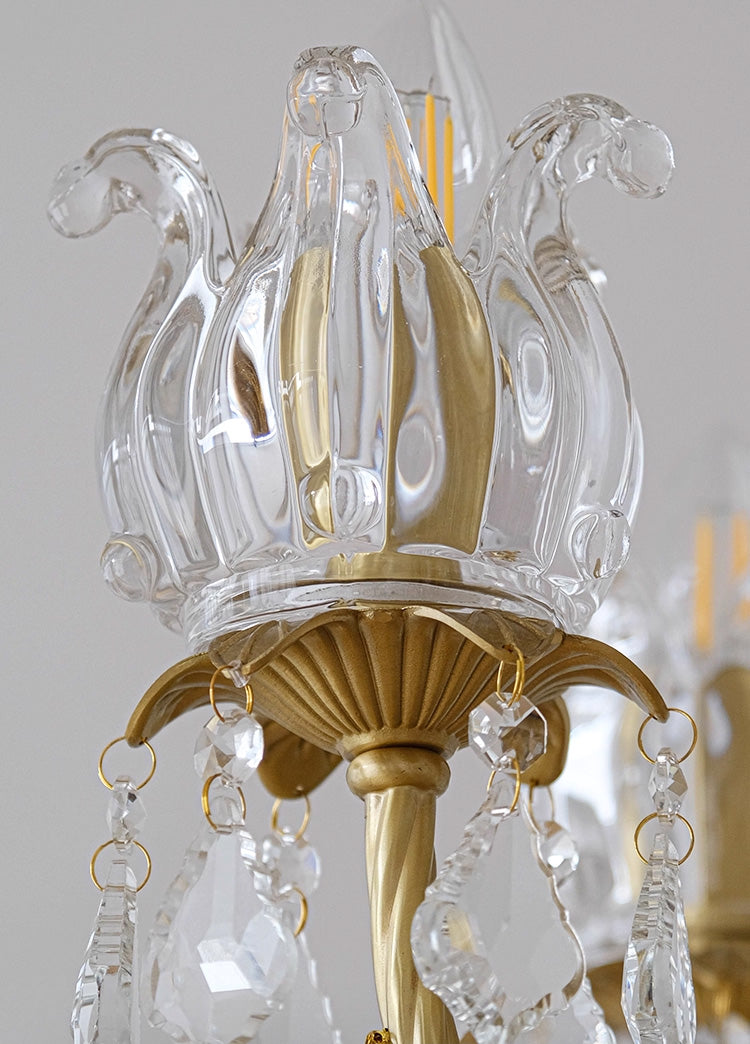 31X27 Inch 8 Lights Candle Style Traditional Chandelier Small Antique Brass and Crystal Chandelier-铜灯-Jecanoli