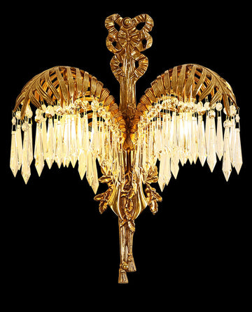 2 Lights Antique Brass & Crystal Wall Sconce-壁灯-Jecanoli