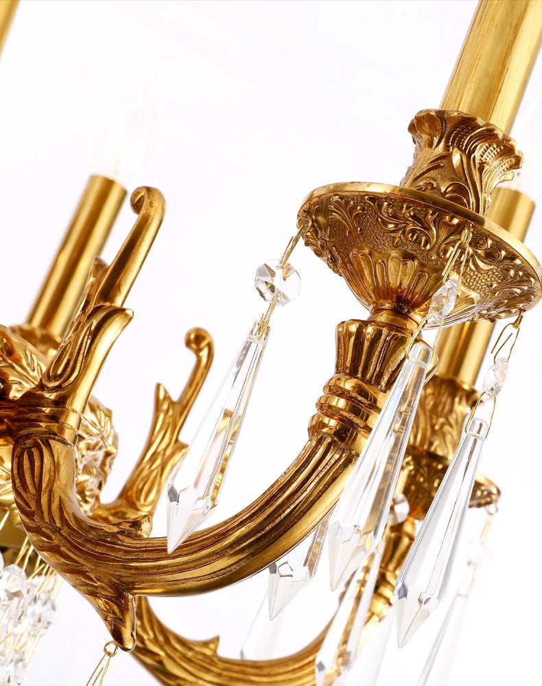 43 Inch Linear Chandelier French Empire Style Brass and Crystal Dining Chandelier-铜灯-Jecanoli
