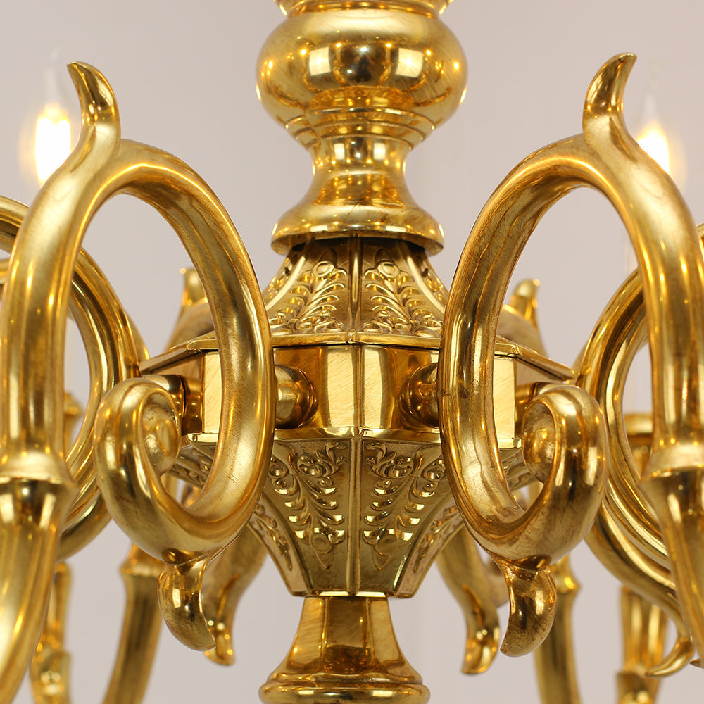 35X18 Inch 8 Lights Vintage French Gold Brass Chandelier for Master Bedroom-铜灯-Jecanoli