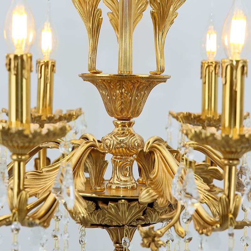 24X31 Inch 6 Lights Small Candle Style Brass and Crystal Chandelier Lighting for Bedroom-铜灯-Jecanoli