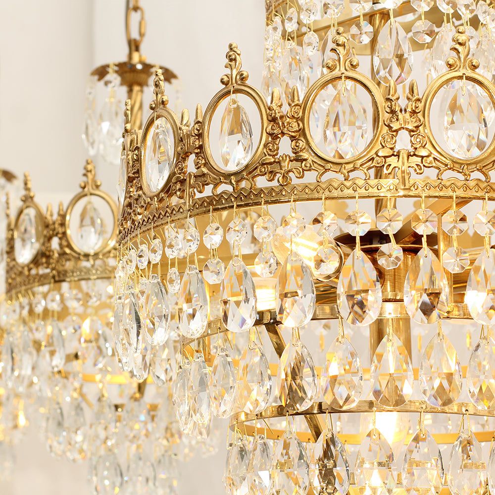 18 Inch Small Crystal Chandelier for Extrance Empire Style Brass Chandelier-铜灯-Jecanoli
