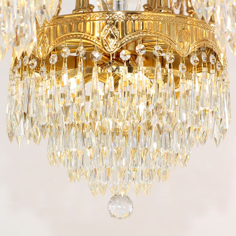 37 Inch Wide French Empire Style Brass Crystal Chandelier Gold Living Room Chandelier-铜灯-Jecanoli