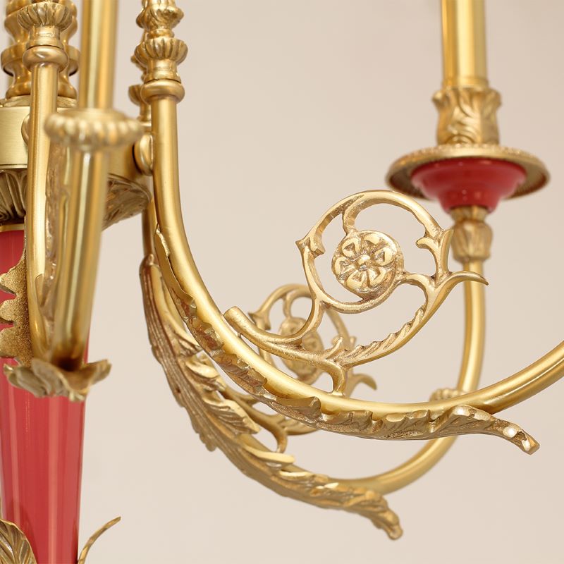 26X23 Inch 6 Lights Rococo Style Antique Copper Chandelier Small Pink Bedroom Chandelier-铜灯-Jecanoli
